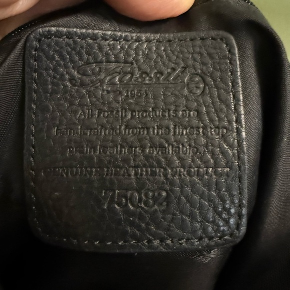 Vintage Fossil Black Leather Shoulder Bag 75082 Built in Wallet Multiple Pockets - Picture 8 of 9
